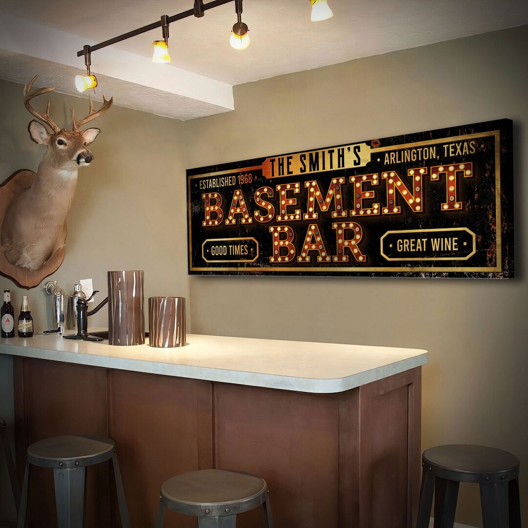 Custom Bar Sign Basement Bar Sign Bar Sign for Home Bar Rustic Basement