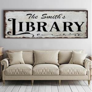 Custom Library Sign Decor | Home Library Sign | Reading Corner Sign Canvas | Book Lovers Sign | Bookshelf Sign | Teachers Gift Canvas