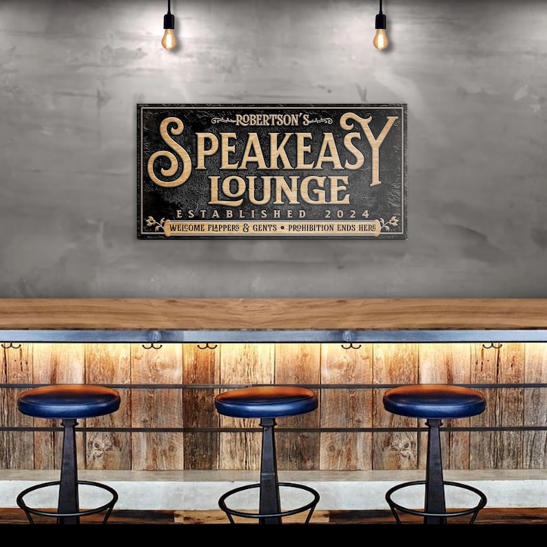 Speakeasy Sign | Personalized Speakeasy Lounge Decor | Vintage Bar Sign ...