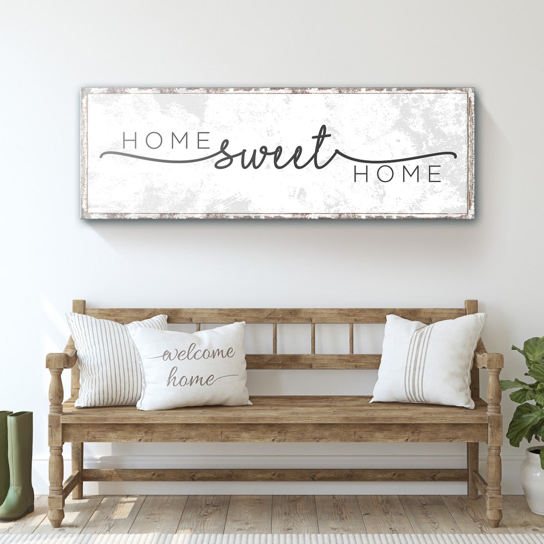 Lush Decor Home Sweet Home リース シャワーカーテン 72インチ x 72インチ レッド＆リネン並行輸入 GraceView Home Sweet Home Sign Wall Decor - 42\"X15\" Framed Above Bed Canvas  for Aesthetic and Minimalist Decor (Black)