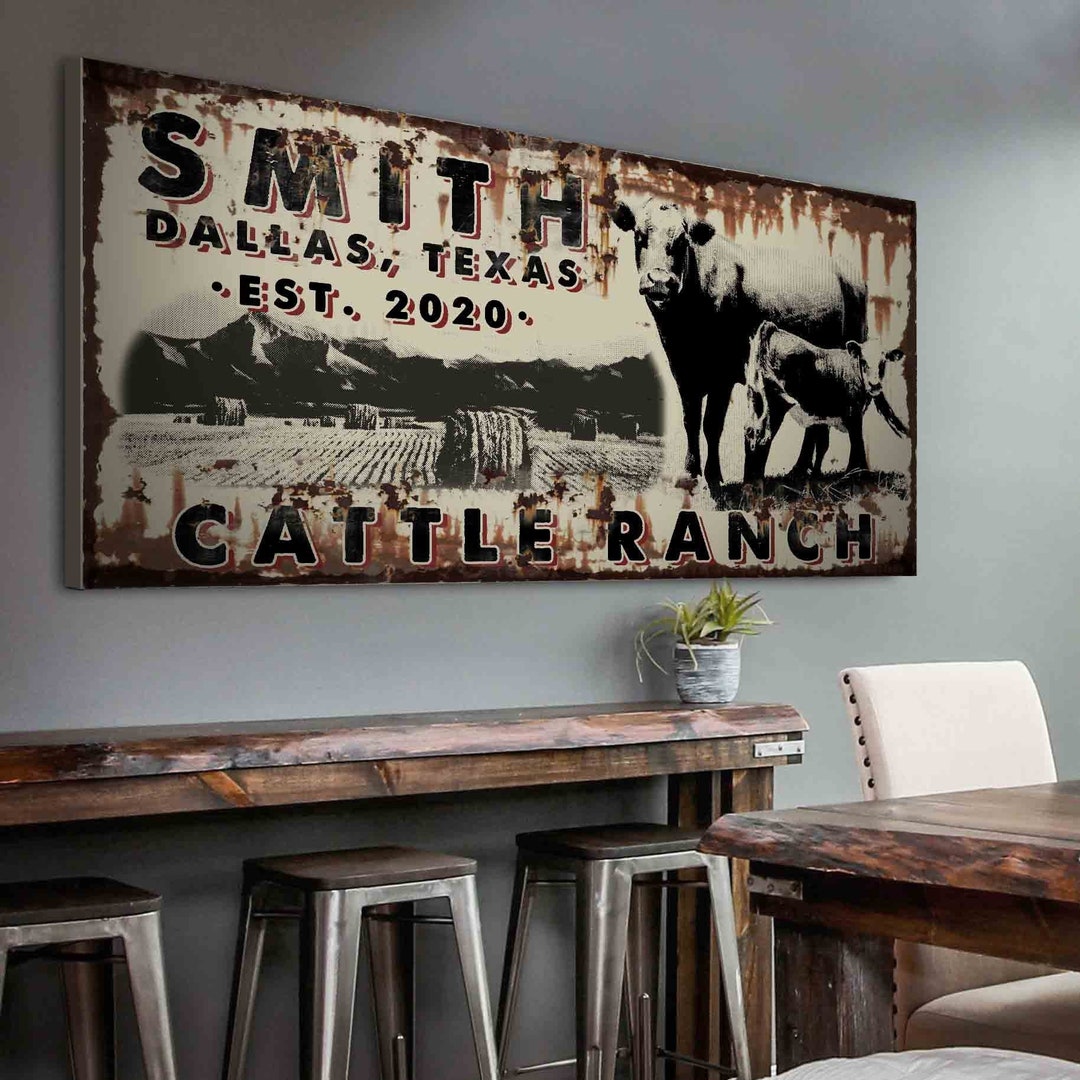 Ranch Wall Decor Cattle Ranch Farmhouse Decor Cow Sign Farm Wall Decor