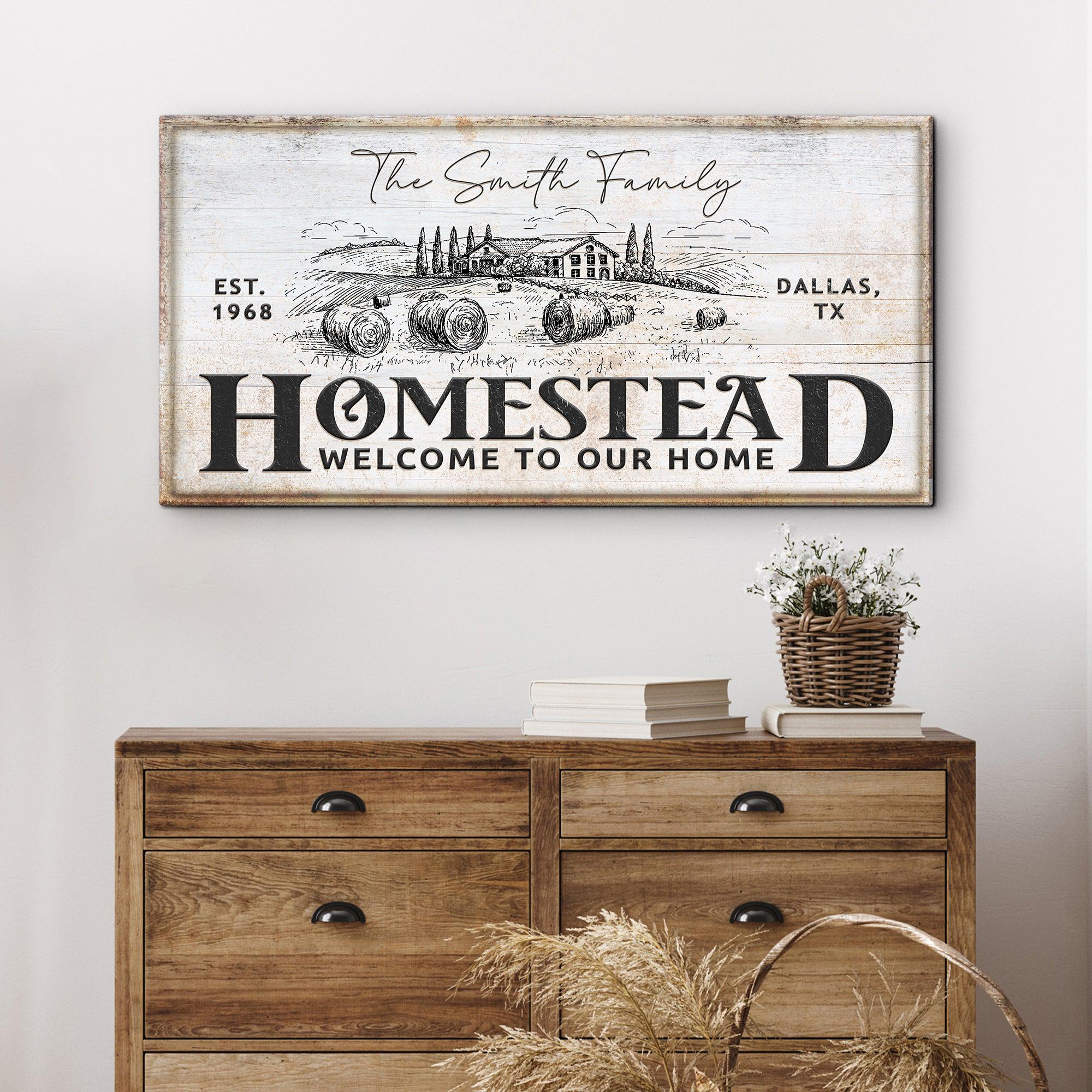 Homestead Sign Design Personalized Homestead Sign Decor | Farmhouse Canvas Sign | Rustic ...
