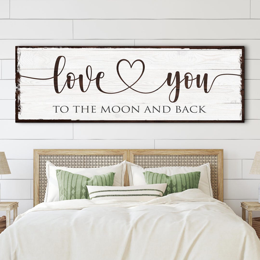 Love You to the Moon and Back Canvas Sign | Bedroom Wall Decor ...