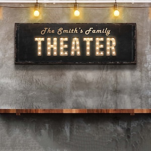Theater Room Decor, Personalized Home Cinema Sign