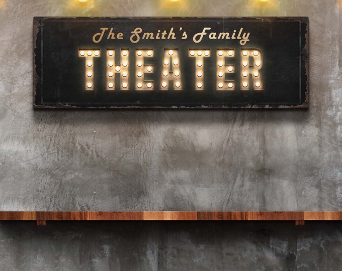 Theater Room Decor, Personalized Home Cinema Sign