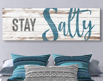 Stay Salty Coastal Wall Art | Stay Salty Sign | Beach House Wall Art | Coastal Wall Art Decor | Bedroom Wall Art | Living Room  Canvas Decor
