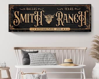 Cattle Ranch Canvas Sign | Farmhouse Cattle Sign Ranch Wall Art | Rustic Decor Farm Sign | Cow Sign Farmhouse Decor | Cattle Brand Gifts