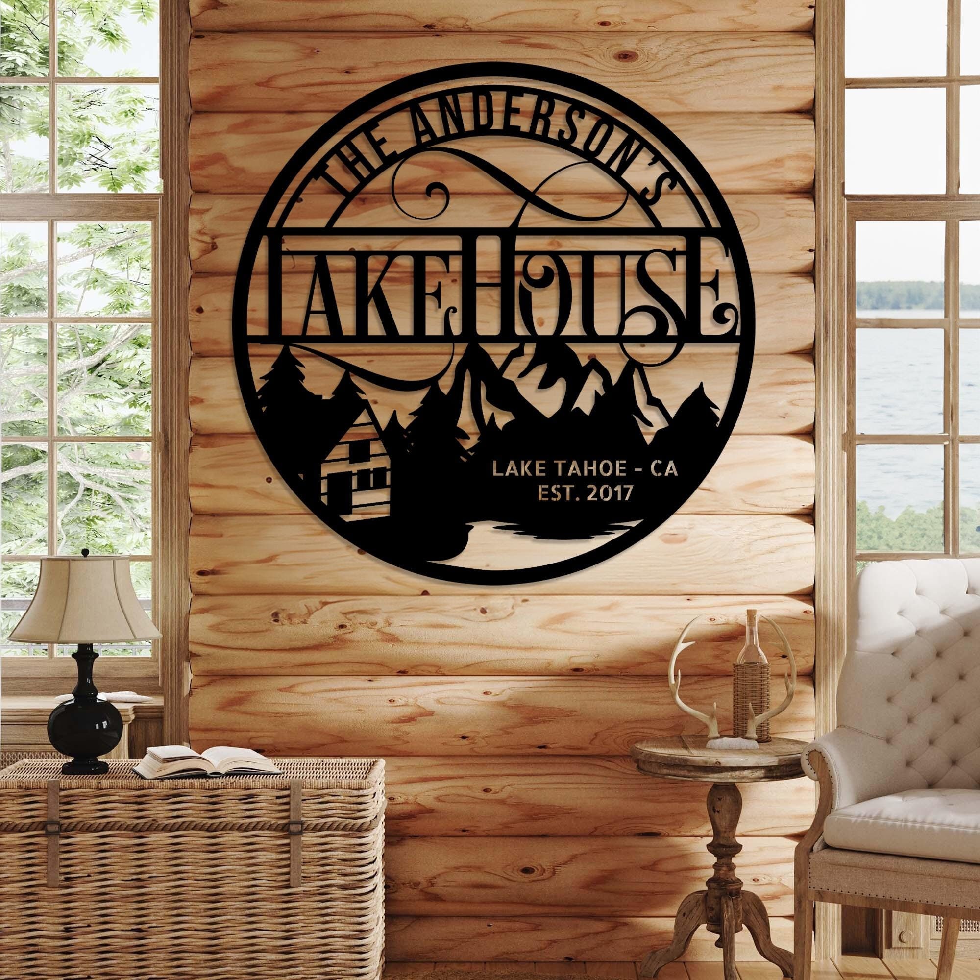 Personalized Lake House Metal Sign | Lakehouse Decor | Custom Lake ...