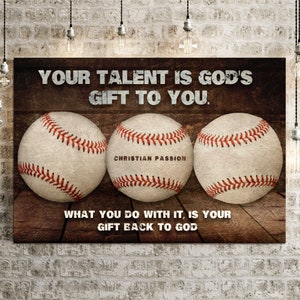 Baseball Sign | Your Talent Is God's Gift To You | Inspirational Wall Art | Baseball Motivation Wall Decor | Living Room Canvas