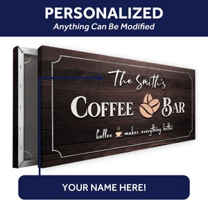 Coffee Bar Sign | Coffee Station Sign | Personalized Coffee Bar Sign Wall Art | Coffee Makes Everything Better Canvas Sign | Gift For Him bild 3