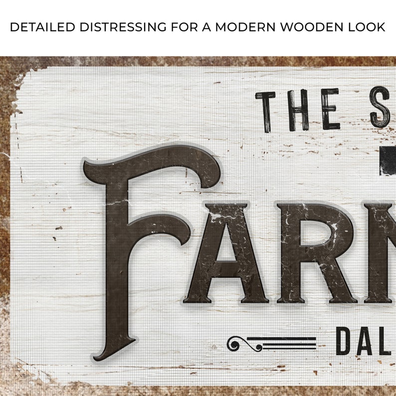 K&ouml;nnte beinhalten: Ein wei&szlig;es Holzschild mit abgenutzter schwarzer Schrift, auf dem "The Sweet Farm Dairy" steht.