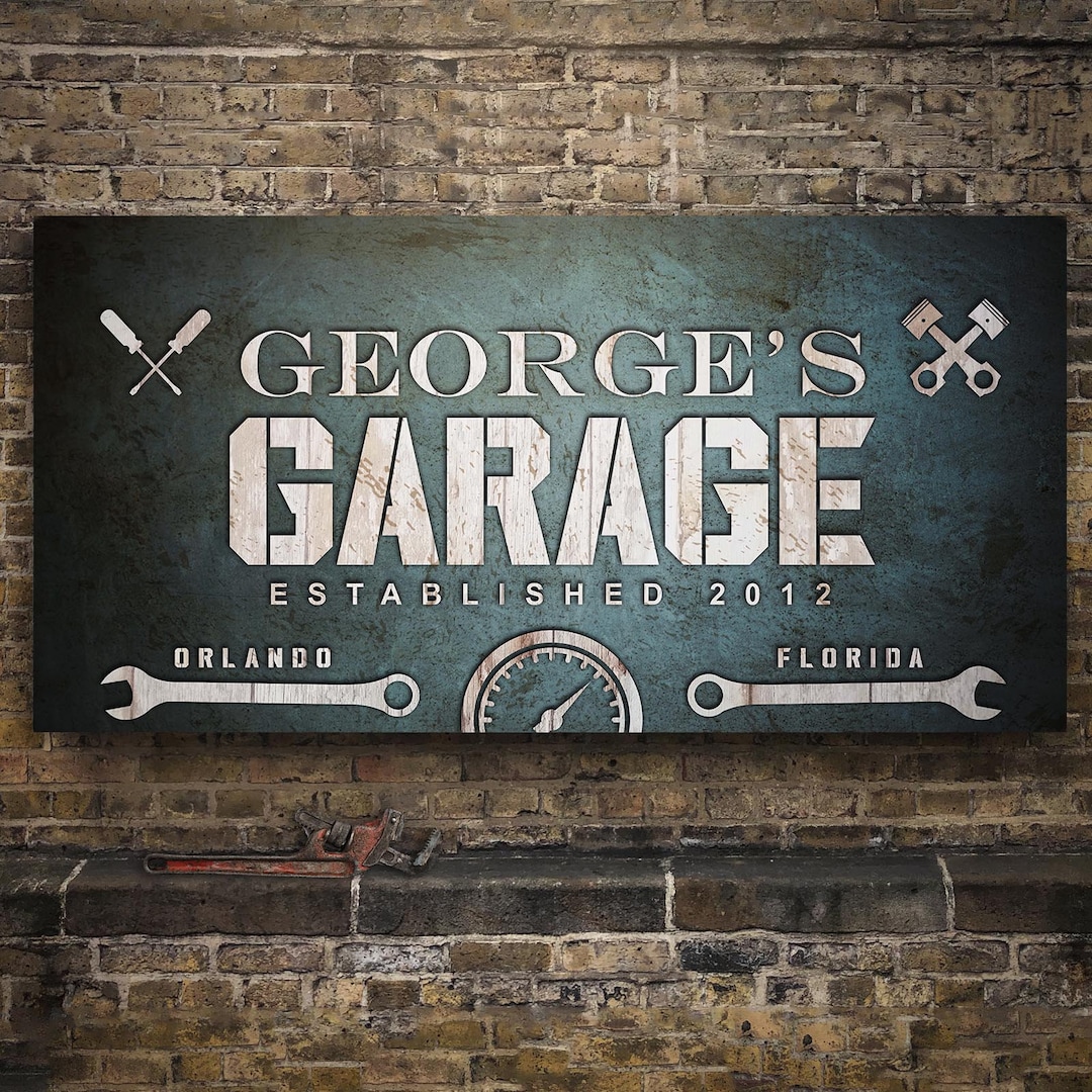 Garage Sign Custom Man Cave Sign Personalized Workshop Decor Mechanic ...