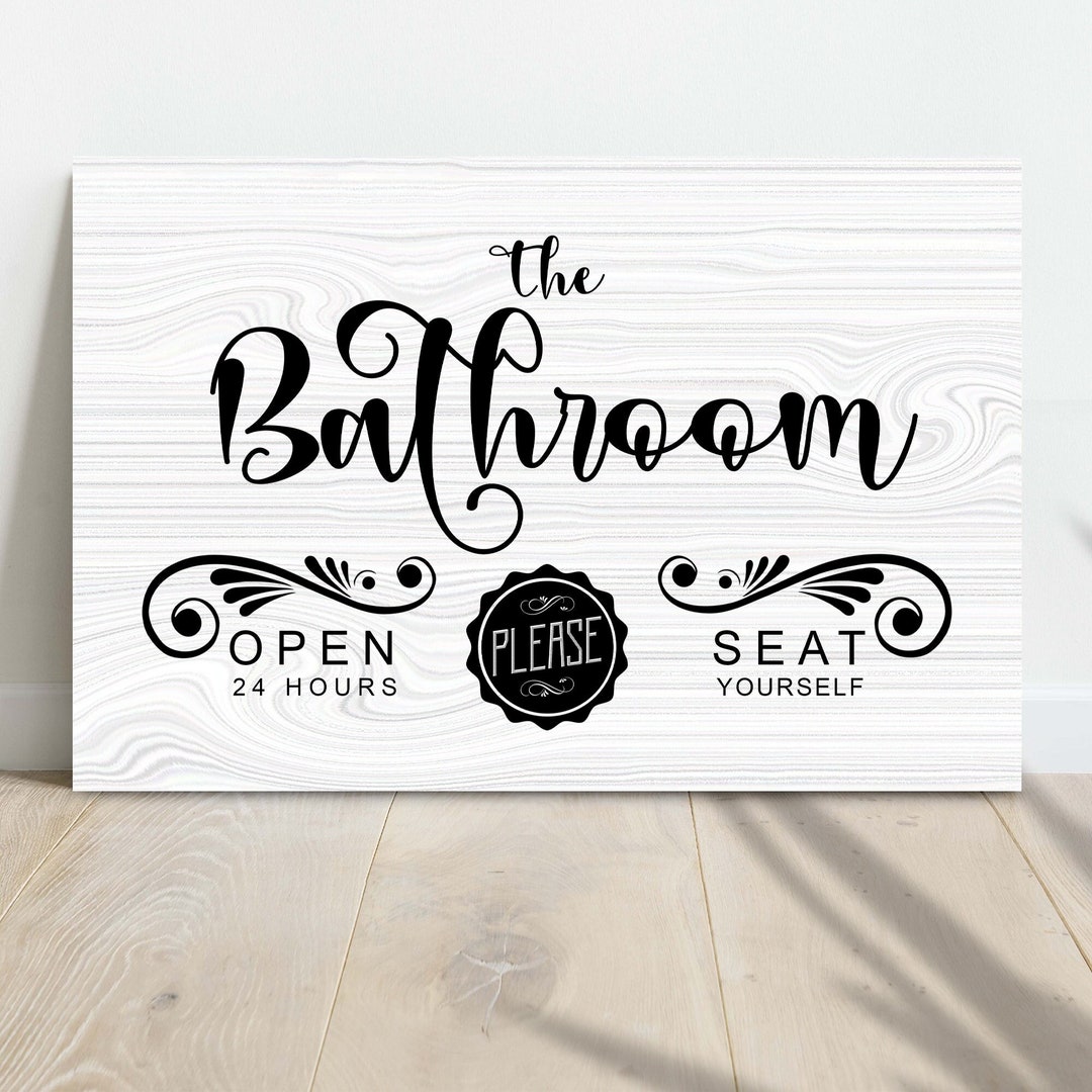 Bathroom Printable Sign Please Seat Yourself Bathroom Wall Decor Art ...