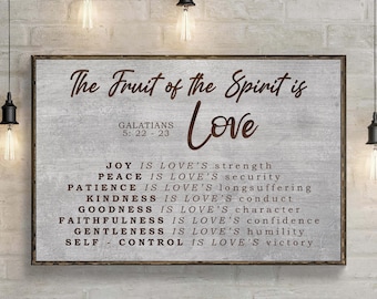 Galatians 5:22-23 Bible Verse Wall Decor | The Fruit Of The Spirit Sign | Christian Home Decor | Bedroom Home Decor | Living Room Canvas Art