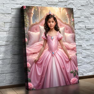 Personalized Sleeping Beauty Portrait | Princess Room Decor | Fairytale Canvas Art |  Nursery Artwork | Birthday Backdrop For Girls