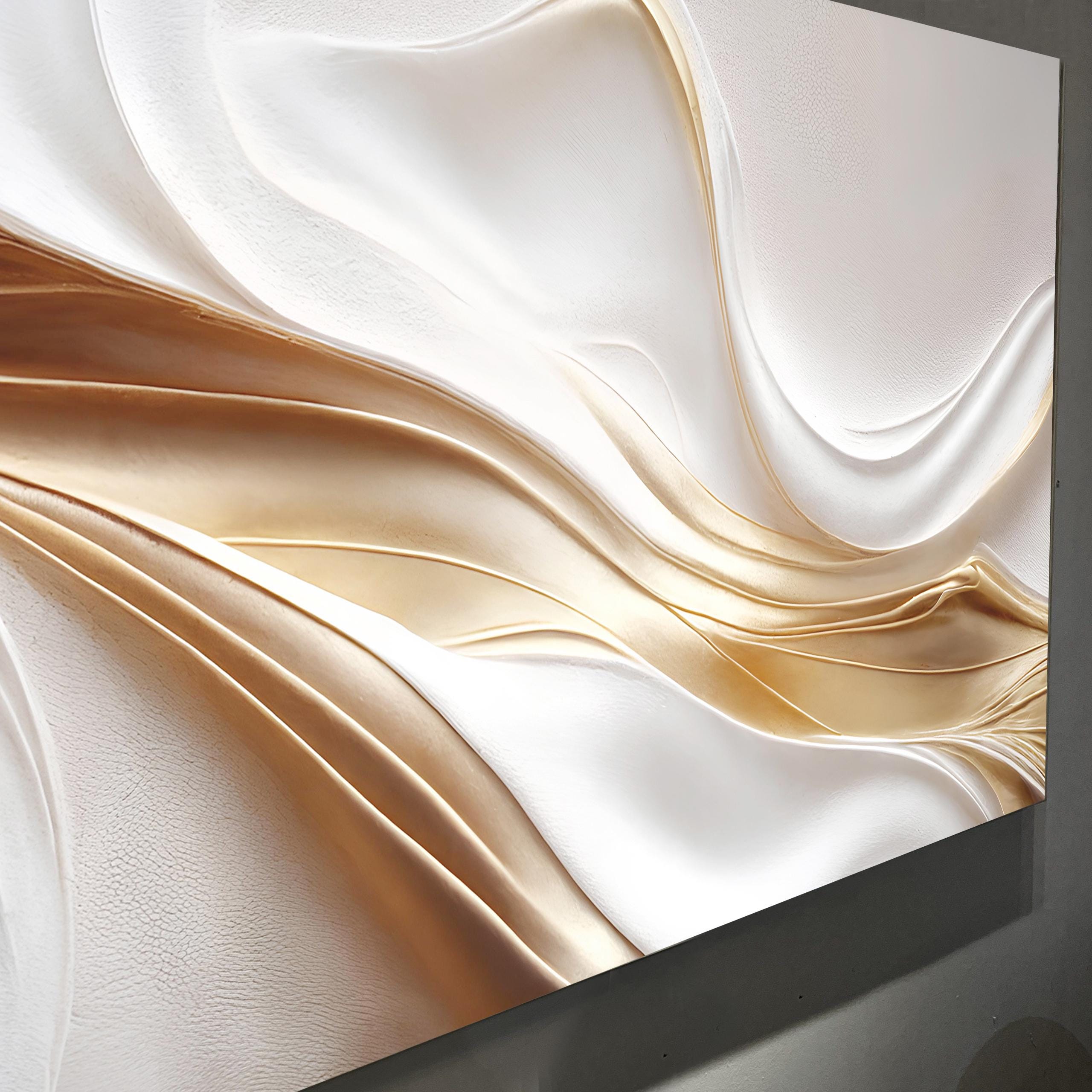 White and Gold Abstract Wall Art | Contemporary Home Art | Minimalist ...