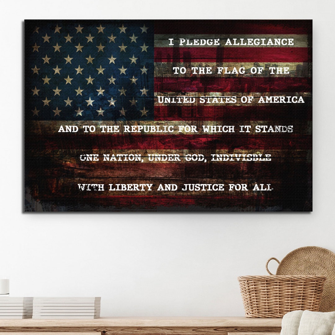 Allegiance to the Flag Usa Flag Wall Art Living Room Wall Decor Pledge ...