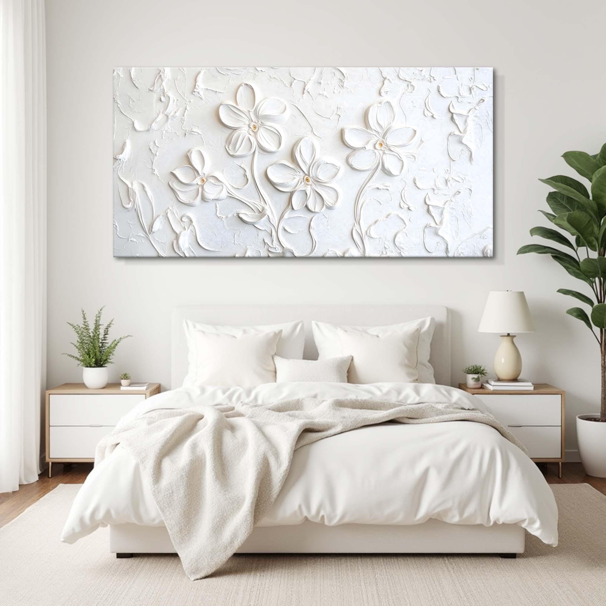 Floral Abstract Wall Art | White Floral Canvas | Modern Living Room ...