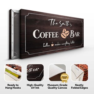Coffee Bar Sign | Coffee Station Sign | Personalized Coffee Bar Sign Wall Art | Coffee Makes Everything Better Canvas Sign | Gift For Him bild 7