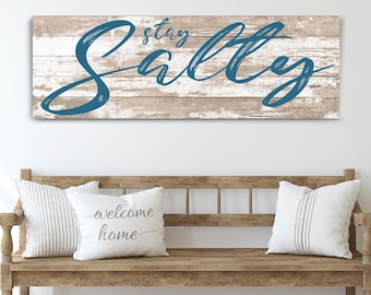 Stay Salty Coastal Wall Art | Stay Salty Wall Decor | Beach House Wall Art | Coastal Wall Sign | Bedroom Art | Living Room  Canvas Decor