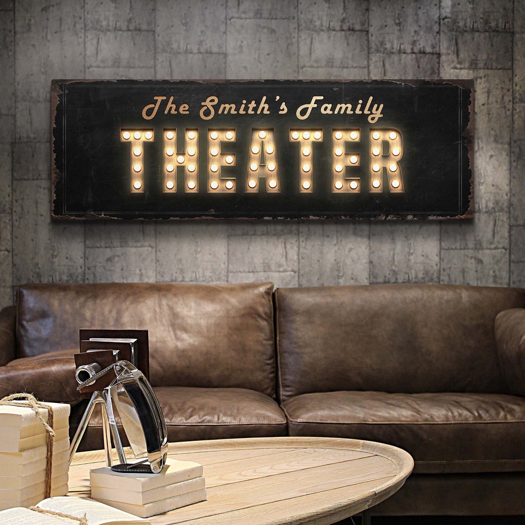 Family Movie Night Sign Personalized Home Theater Wall Art Custom Movie  Theatre Wall Art Theater Room Decor Cinema Lovers Gift 