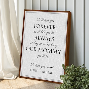 We'll Love You Forever Mothers Day Gift Wall Art, We'll Like You For Always As Long As We're Living Sign, Farmhouse Mothers Day Sign Decor