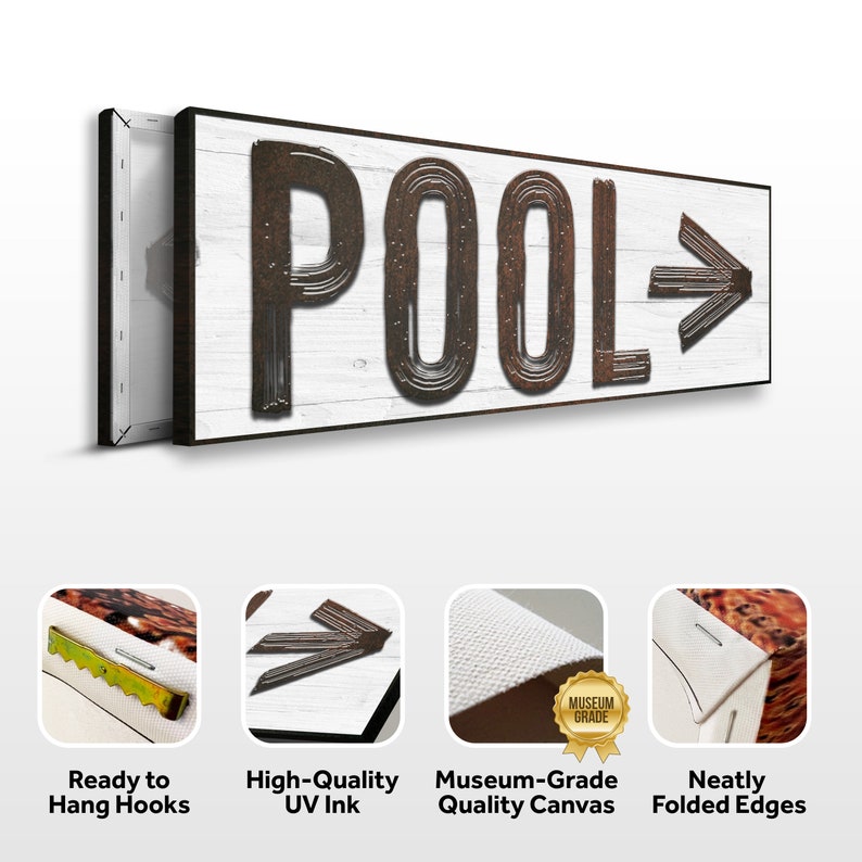 Pool Arrow Sign | Pool Direction Sign | Canvas Pool Sign | Living Room ...