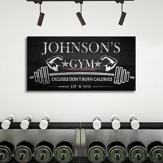 Gym Sign Personalized Huge Canvas Workout Room Sign Home Gym Etsy