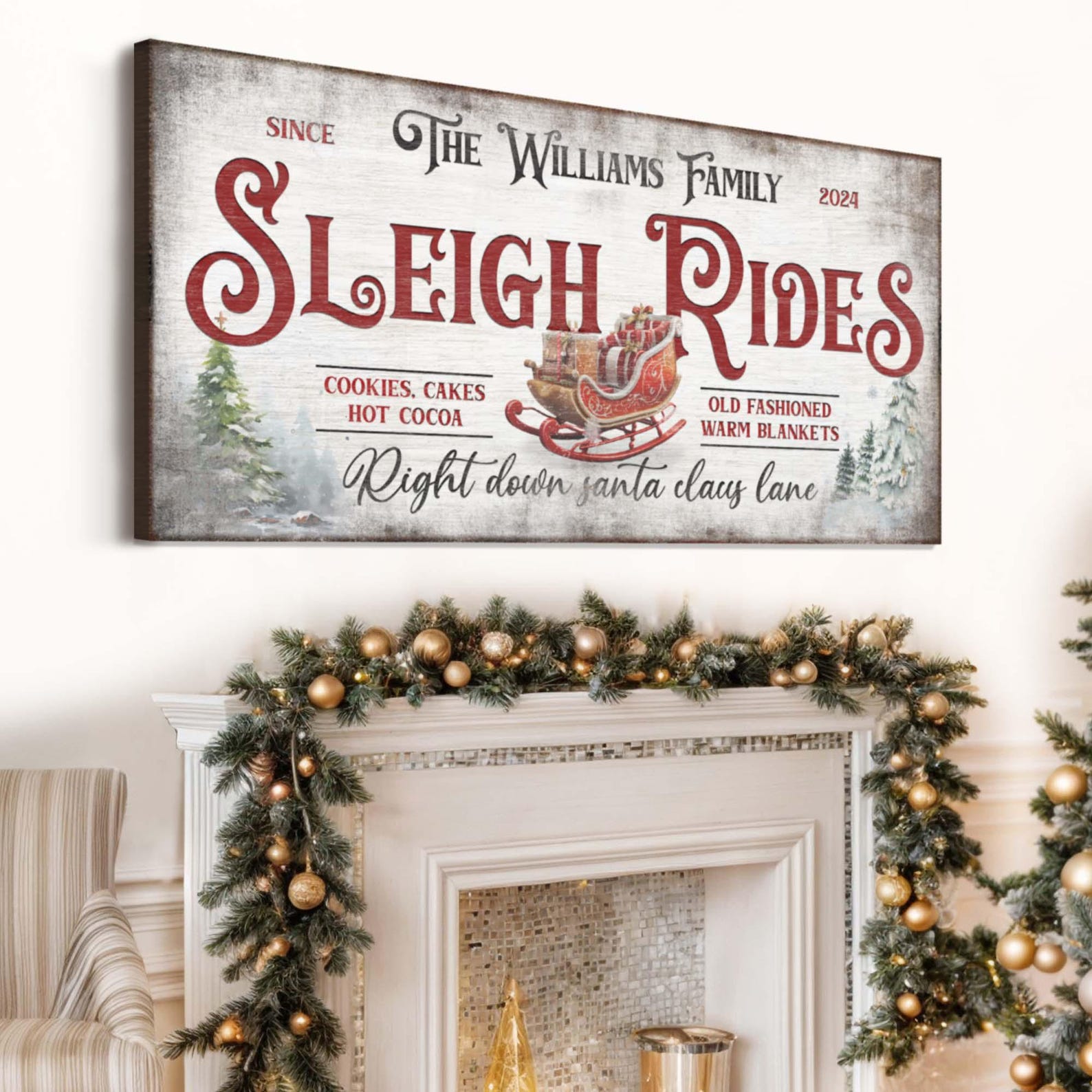 Sleigh Races Sign Personalized Sleigh Rides Christmas Sign | Farmhouse Christmas Wall ...