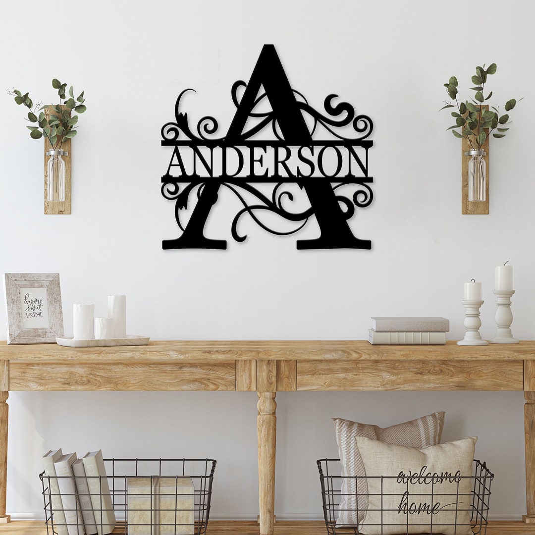 Personalized Family Name Metal Sign | Last Name Sign | Monogram Wall ...