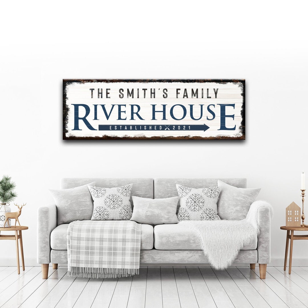 River House Sign Custom River House Décor Personalized Name Etsy