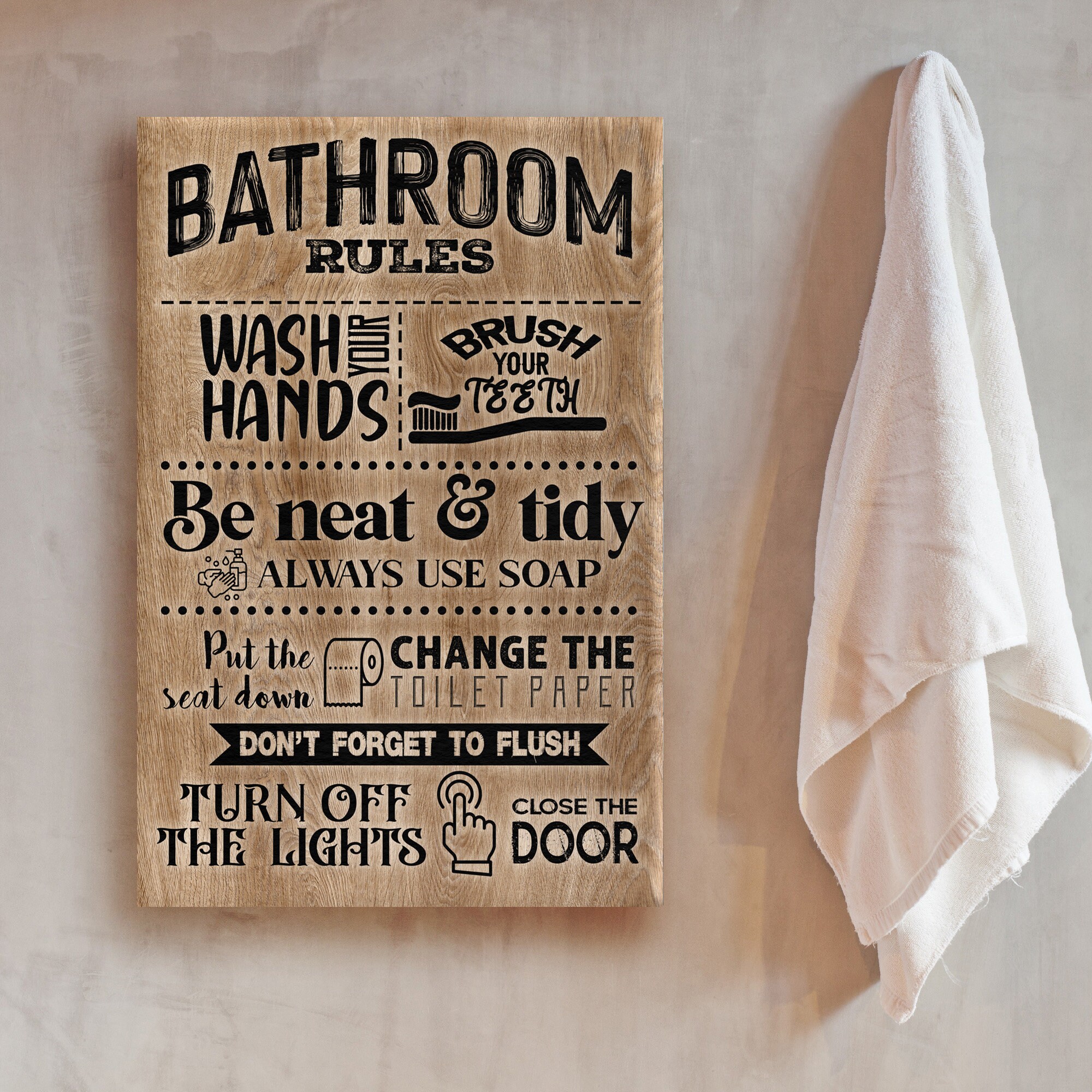Bathroom Rules Sign Farmhouse Toilet Decorations Restroom Wall Decor