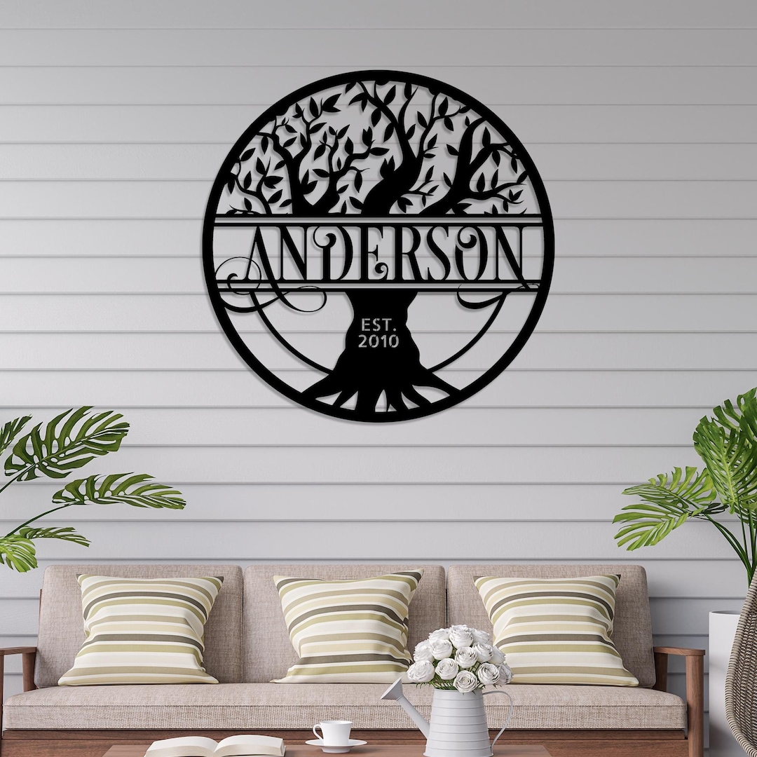 Last Name Metal Sign | Personalized Family Name | Monogram Wall Decor ...