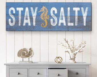 Stay Salty Coastal Wall Art | Coastal Wall Art Decor | Stay Salty Beach House Wall Art | Ocean-Themed Canvas Print | Bedroom Wall Decor