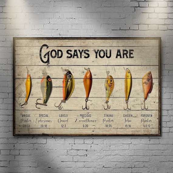 Fishing Gifts Fishing Sign God Says You Are Canvas Christian Wall Art  Farmhouse Wall Decor Bible Quotes Sign Gift for Christians -  Canada