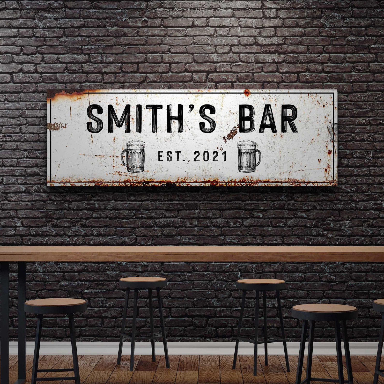 Bar Sign Basement Bar Wall Art Décor Rustic Home Canvas Wall Etsy