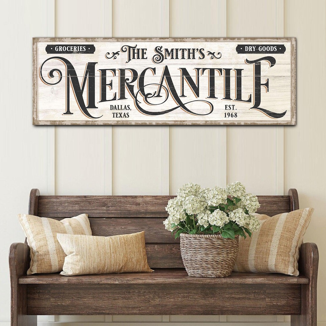 Personalized Mercantile Sign | Custom Family Name Canvas Art