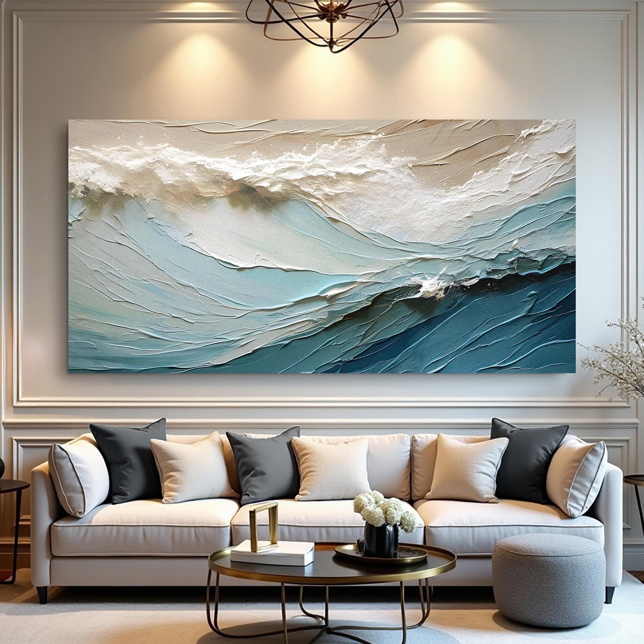 Beige Minimalist Wall Art | Ocean Coastal Wall Art | Ocean Wave Canvas Art | Coastal Wall Art | Modern Beach Decor | Housewarming Gift