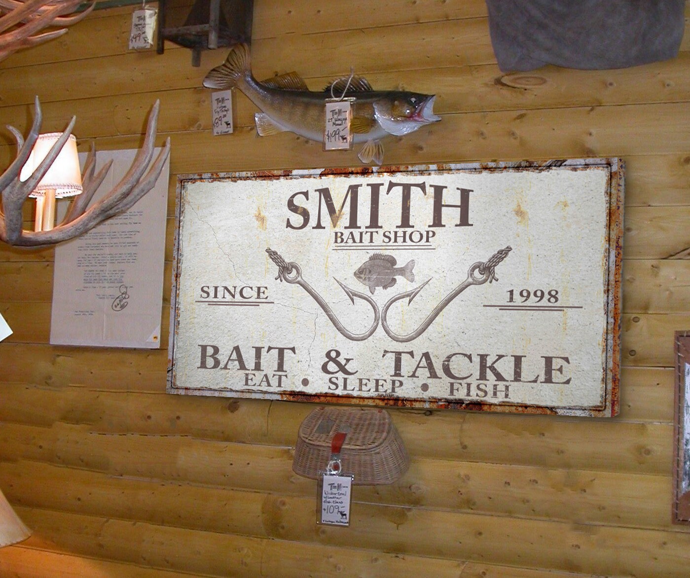 Bait and Tackle Sign | Personalized Bait Shop Sign Wall Decor | Custom ...