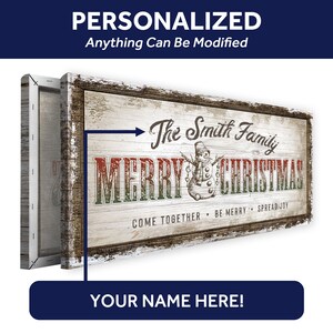 Personalized Christmas Sign | Christmas Decor Family Name | Christmas Snowman Print | Family Name Sign Winter Wall Art | Holiday Decor image 3