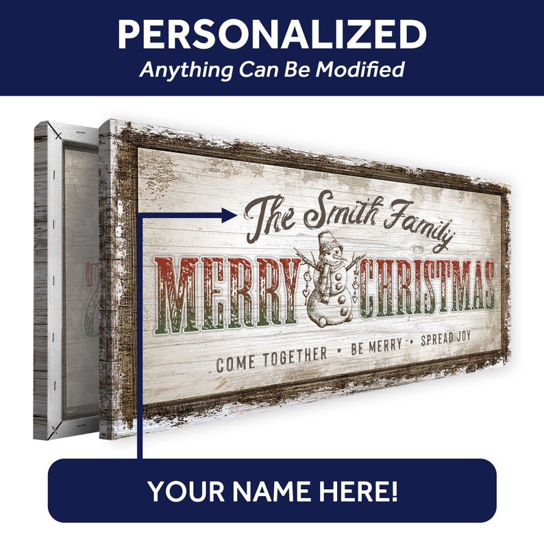 Personalized Christmas Sign | Christmas Decor Family Name | Christmas Snowman Print | Family Name Sign Winter Wall Art | Holiday Decor image 3
