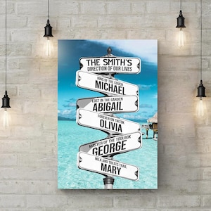 Family Names Road Sign Canvas | Family Name Sign | Names Canvas Wall Decor | Vintage Street Sign | House Warming Gift | Custom Name Sign