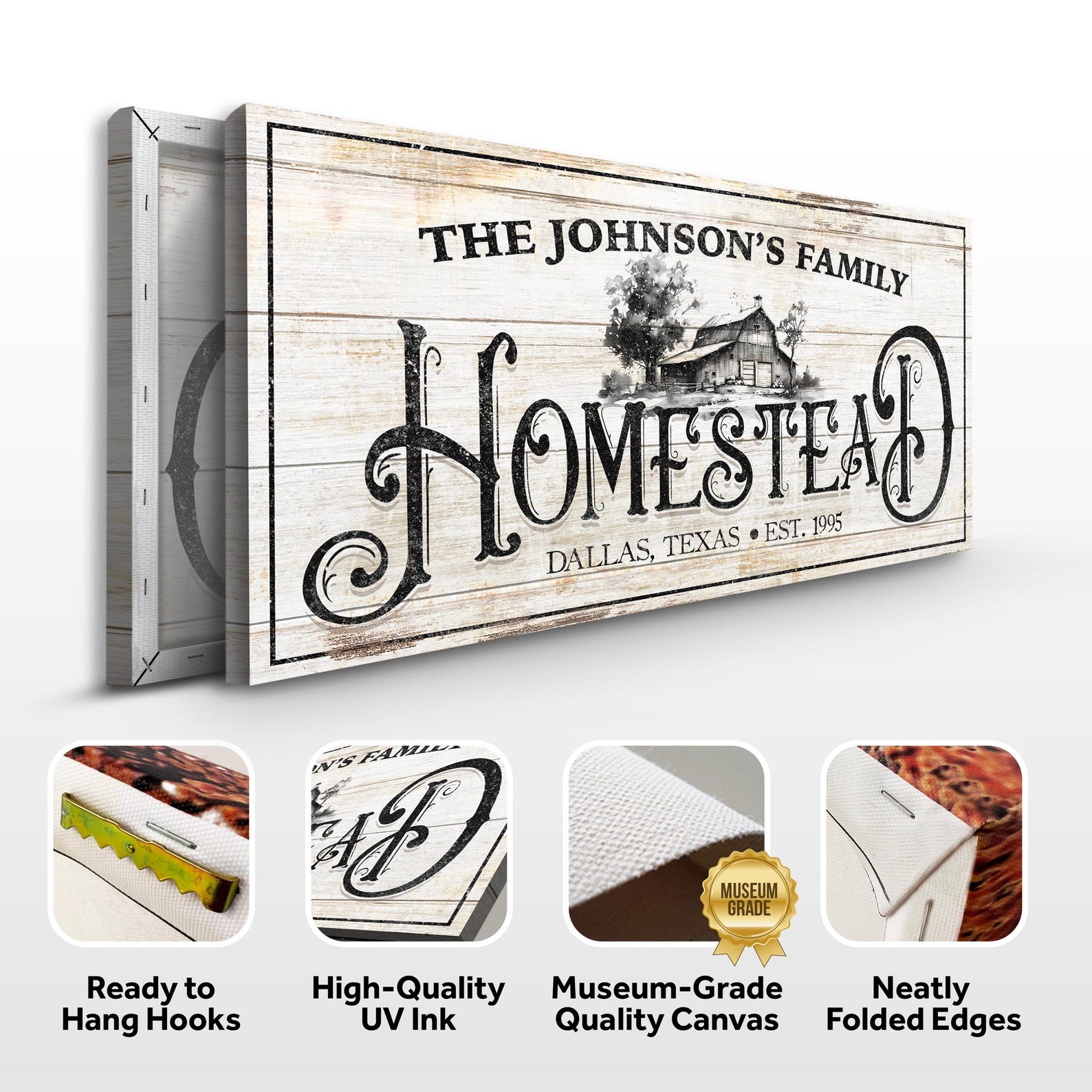 Custom Homestead Sign Decor | Rustic Farmhouse Canvas Sign | Family ...