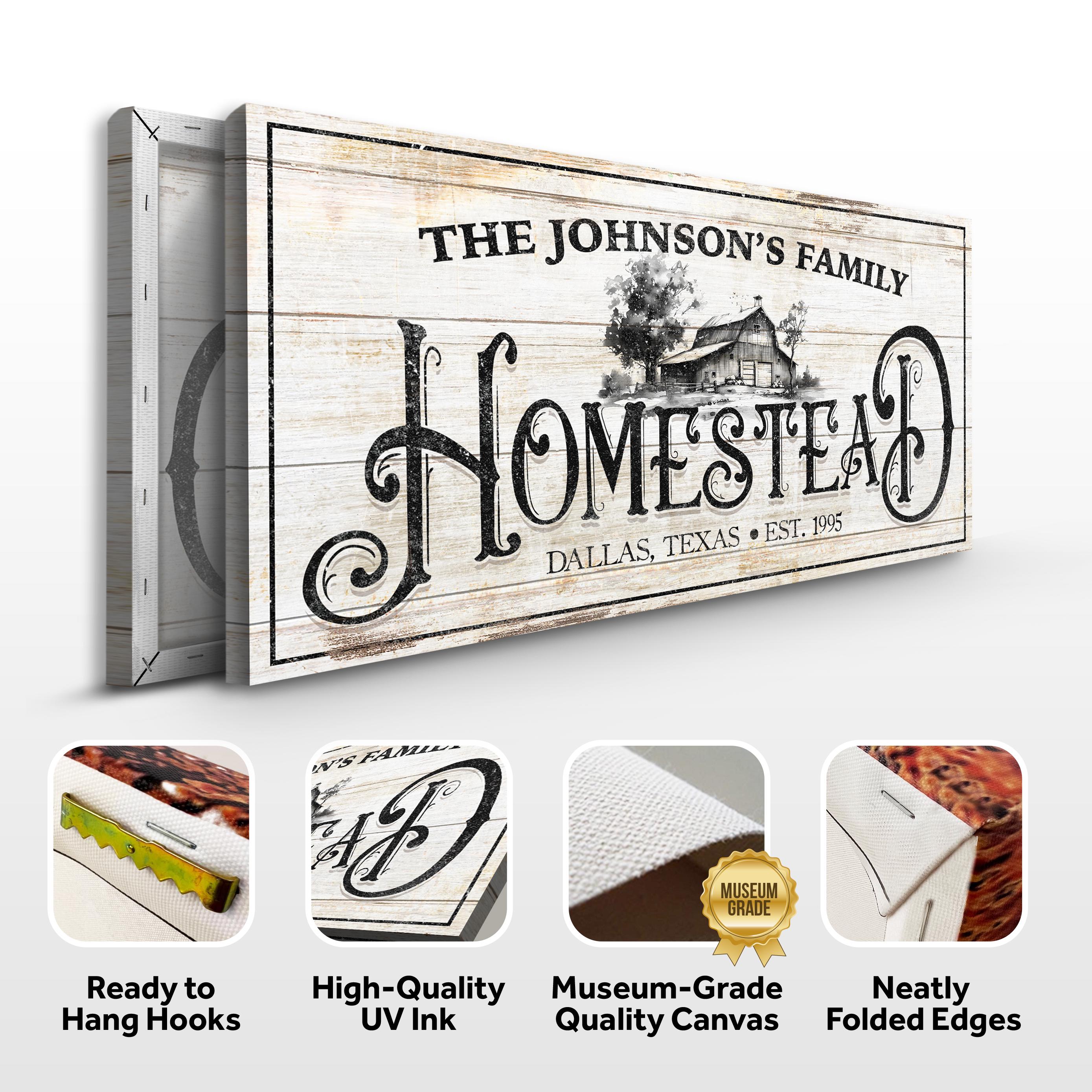 Homestead Sign Design Custom Homestead Sign Decor | Rustic Farmhouse Canvas Sign | Family ...