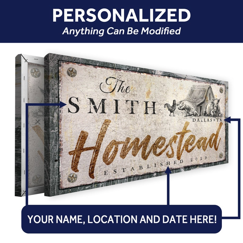Homestead Sign | Custom Family Name Sign | Farmhouse Wall Decor ...