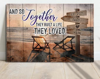 Beach Couple Name Sign | Personalized Beach Name Sign | Rustic Beach Art Gift For Couples | Custom Family Sign Anniversary Gift For Couples