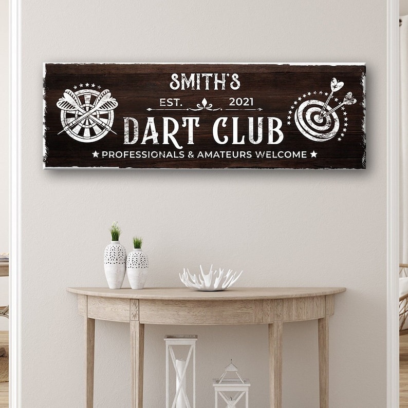 Dart Sign | Personalized Dart Club Sign | Dart Room Decor Wall Art ...