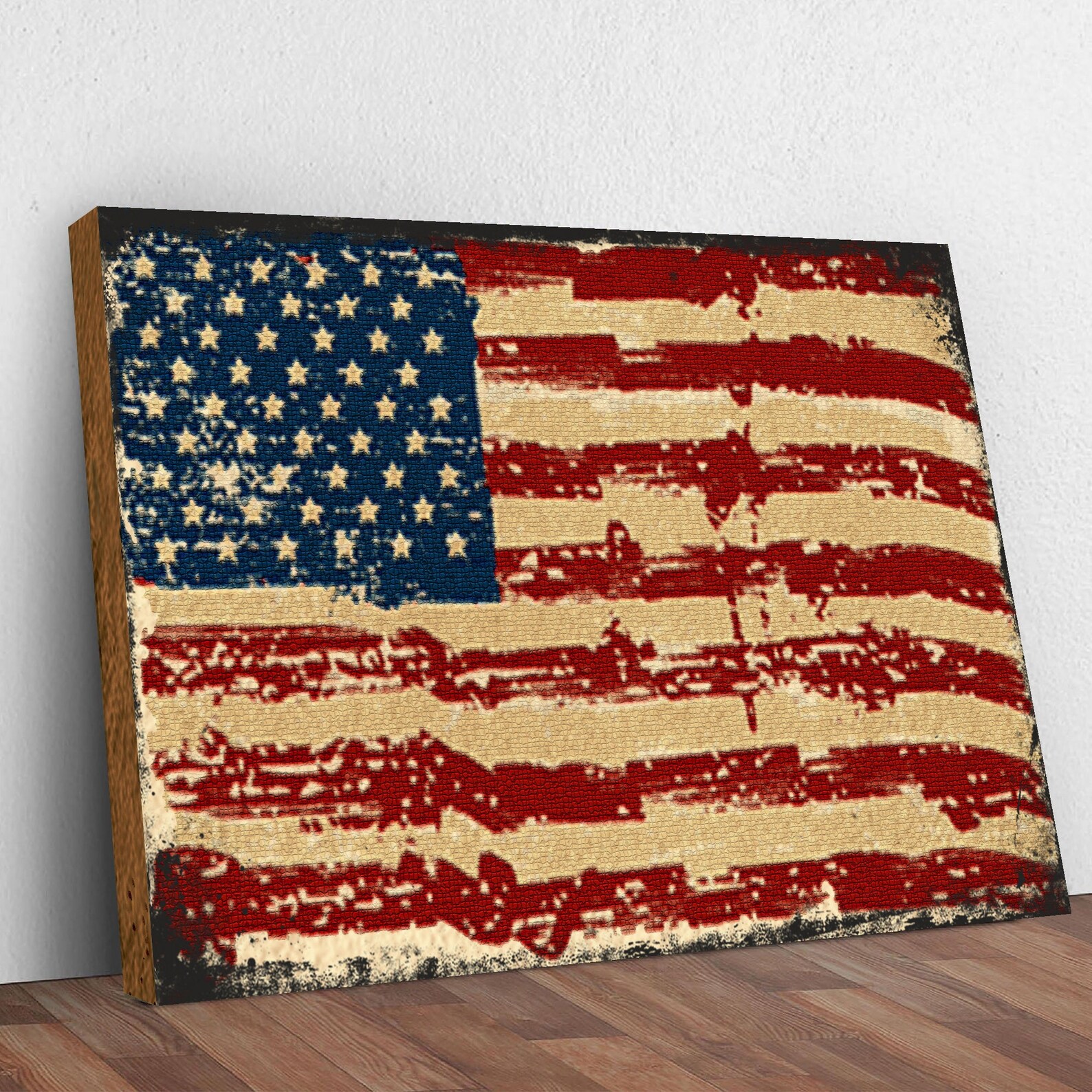 American Flag Canvas Wall Art | 4th of July Decorations | Rustic ...