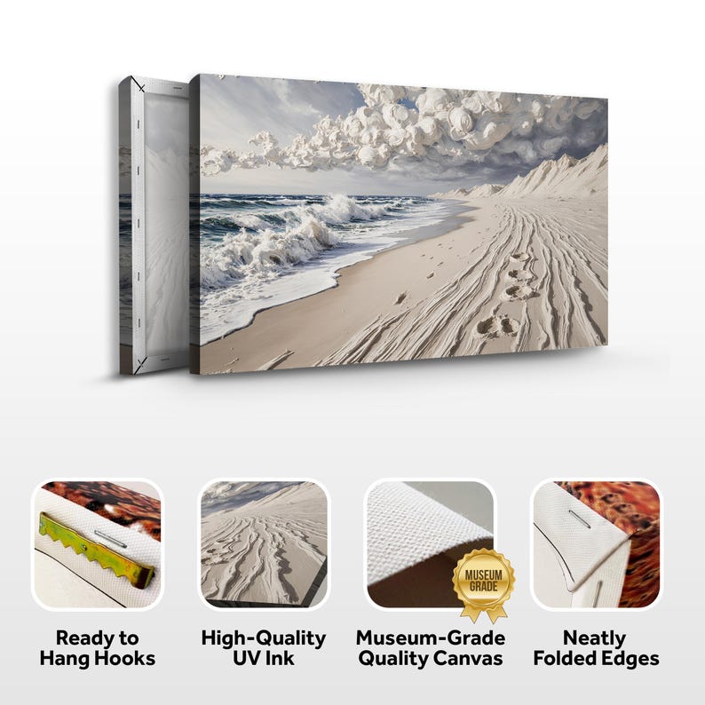 Footprints in the Sand Wall Art | Coastal Beach Canvas Print | Ocean ...