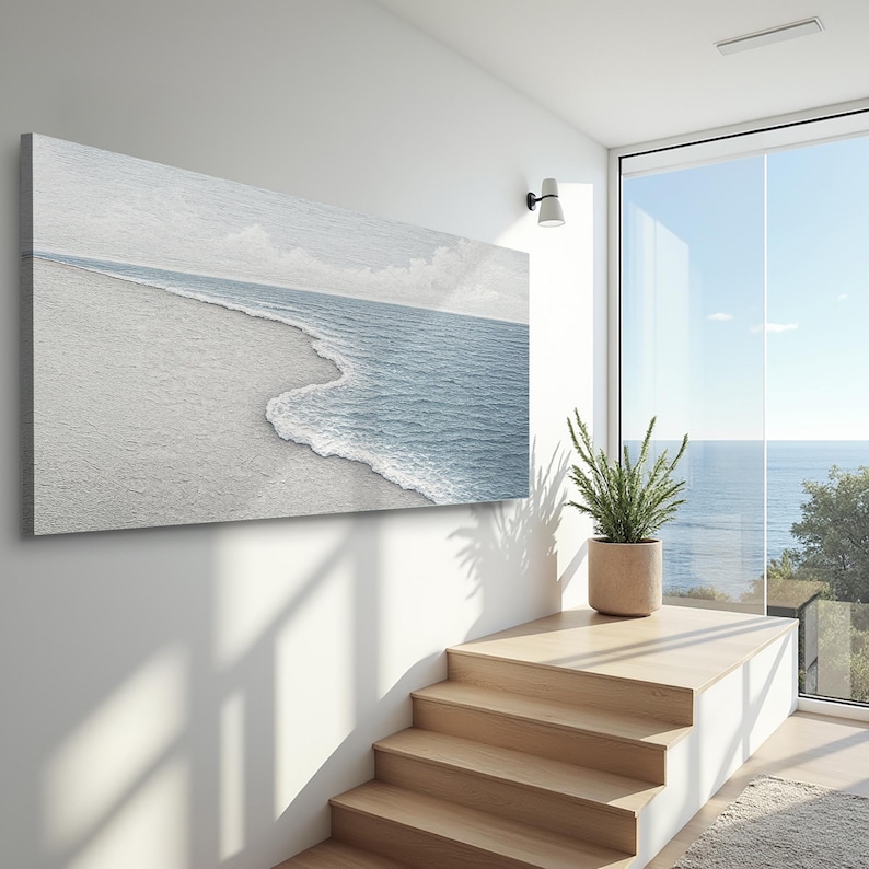 Abstract Beach Shore Wall Art | Ocean Wave Coastal Wall Art | Modern ...